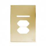 Placa p/ 1 Interruptor + Tomada dupla 4x2 - Novara Glass Dourado